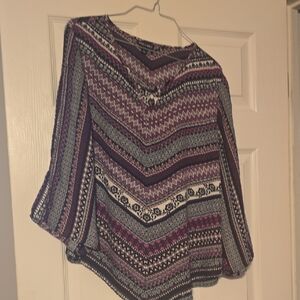 Roz & Ali Pink and Black Geometric Blouse